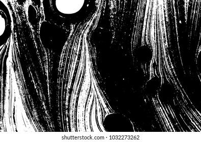 Black and white liquid texture. Watercolor hand drawn marbling illustration. Abstract vector background. Monochrome marble pattern.