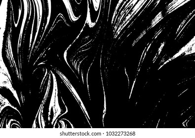 Black and white liquid texture. Watercolor hand drawn marbling illustration. Abstract vector background. Monochrome marble pattern.