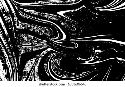 Black and white liquid texture. Watercolor hand drawn marbling illustration. Abstract vector background. Monochrome marble pattern.