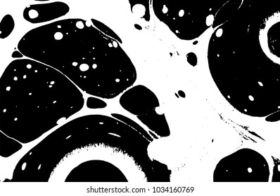 Black and white liquid texture. Watercolor hand drawn marbling illustration. Abstract vector background. Monochrome marble pattern.