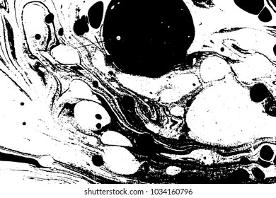 Black and white liquid texture. Watercolor hand drawn marbling illustration. Abstract vector background. Monochrome marble pattern.