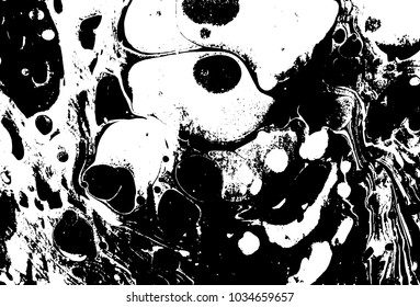 Black and white liquid texture. Watercolor hand drawn marbling illustration. Abstract vector background. Monochrome marble pattern.