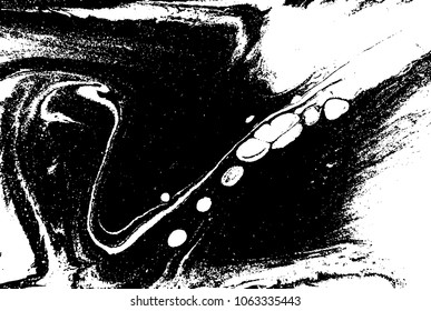 Black and white liquid texture. Watercolor hand drawn marbling illustration. Abstract vector background. Monochrome marble pattern.