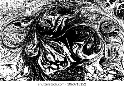 Black and white liquid texture. Watercolor hand drawn marbling illustration. Abstract vector background. Monochrome marble pattern.