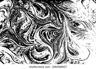 Black and white liquid texture. Watercolor hand drawn marbling illustration. Abstract vector background. Monochrome marble pattern.