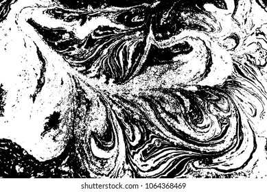 Black and white liquid texture. Watercolor hand drawn marbling illustration. Abstract vector background. Monochrome marble pattern.