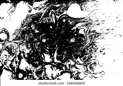 Black and white liquid texture. Watercolor hand drawn marbling illustration. Abstract vector background. Monochrome marble pattern.