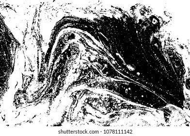 Black and white liquid texture. Watercolor hand drawn marbling illustration. Abstract vector background. Monochrome marble pattern