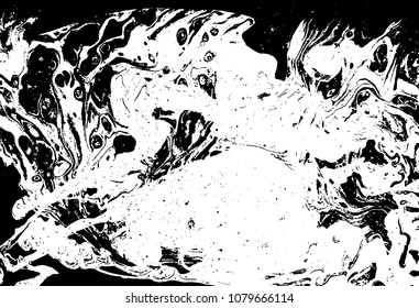 Black and white liquid texture. Watercolor hand drawn marbling illustration. Abstract vector background. Monochrome marble pattern