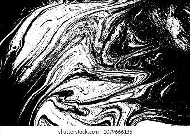 Black and white liquid texture. Watercolor hand drawn marbling illustration. Abstract vector background. Monochrome marble pattern