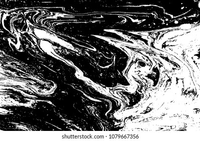 Black and white liquid texture. Watercolor hand drawn marbling illustration. Abstract vector background. Monochrome marble pattern