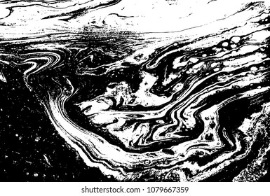 Black and white liquid texture. Watercolor hand drawn marbling illustration. Abstract vector background. Monochrome marble pattern