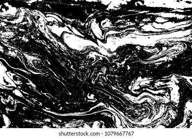 Black and white liquid texture. Watercolor hand drawn marbling illustration. Abstract vector background. Monochrome marble pattern