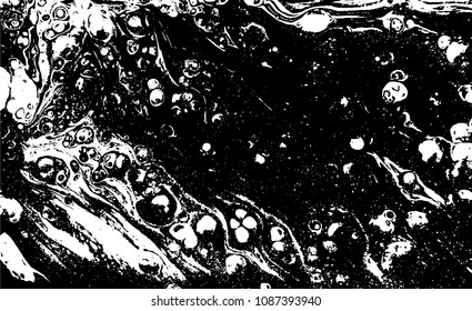 Black and white liquid texture. Watercolor hand drawn marbling illustration. Abstract vector background. Monochrome marble pattern