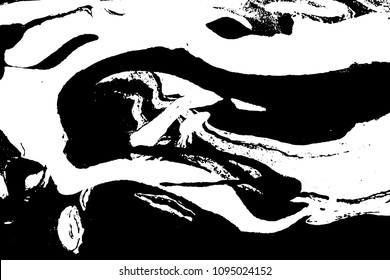 Black and white liquid texture. Watercolor hand drawn marbling illustration. Abstract vector background. Monochrome marble pattern