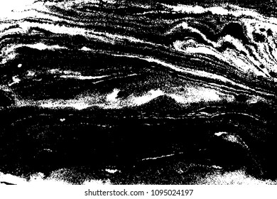 Black and white liquid texture. Watercolor hand drawn marbling illustration. Abstract vector background. Monochrome marble pattern