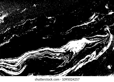 Black and white liquid texture. Watercolor hand drawn marbling illustration. Abstract vector background. Monochrome marble pattern