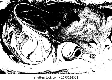 Black and white liquid texture. Watercolor hand drawn marbling illustration. Abstract vector background. Monochrome marble pattern