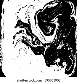 Black and white liquid texture, watercolor hand drawn marbling illustration, abstract background.
