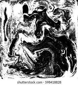Black and white liquid texture, watercolor hand drawn marbling illustration, abstract background