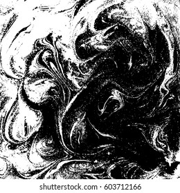 Black and white liquid texture, watercolor hand drawn marbling illustration, abstract background