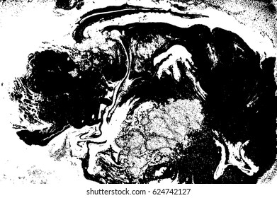 Black and white liquid texture, watercolor hand drawn marbling illustration, abstract vector background.