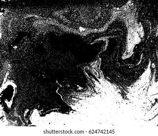 Black and white liquid texture, watercolor hand drawn marbling illustration, abstract vector background.