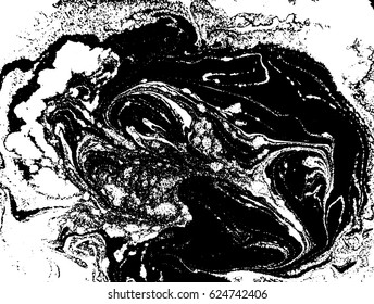 Black and white liquid texture, watercolor hand drawn marbling illustration, abstract vector background.