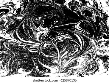 Black and white liquid texture, watercolor hand drawn marbling illustration, abstract vector background