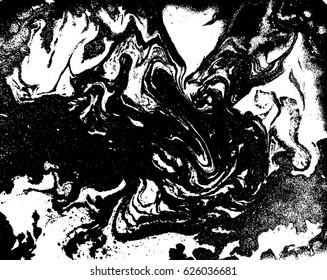 Black and white liquid texture, watercolor hand drawn marbling illustration, abstract vector background.