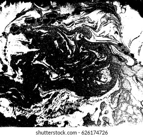 Black and white liquid texture, watercolor hand drawn marbling illustration, abstract vector background.