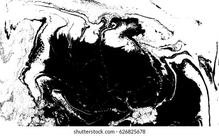 Black and white liquid texture, watercolor hand drawn marbling illustration, abstract vector background.