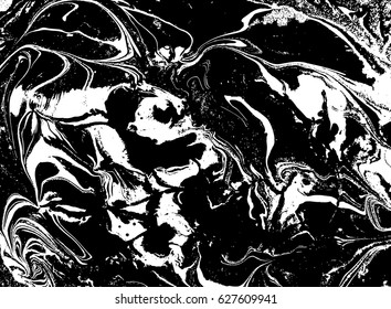Black and white liquid texture, watercolor hand drawn marbling illustration, abstract vector background.