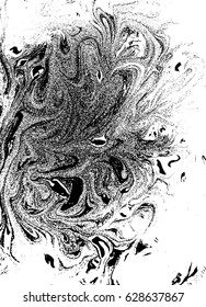 Black and white liquid texture, watercolor hand drawn marbling illustration, abstract vector background