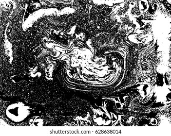 Black and white liquid texture, watercolor hand drawn marbling illustration, abstract vector background