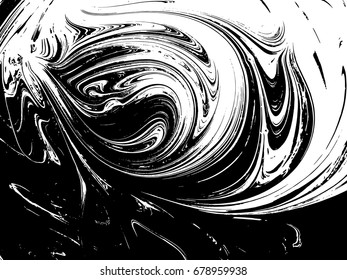 Black and white liquid texture. Watercolor hand drawn marbling illustration. Abstract vector background. Monochrome marble pattern.