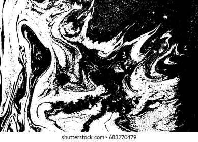 Black and white liquid texture. Watercolor hand drawn marbling illustration. Abstract vector background. Monochrome marble pattern.