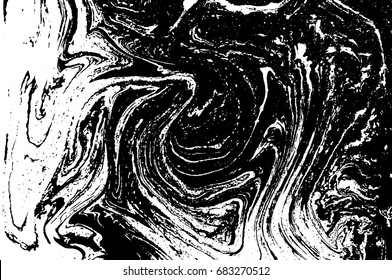 Black and white liquid texture. Watercolor hand drawn marbling illustration. Abstract vector background. Monochrome marble pattern.