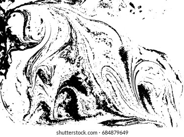 Black and white liquid texture. Watercolor hand drawn marbling illustration. Abstract vector background. Monochrome marble pattern.