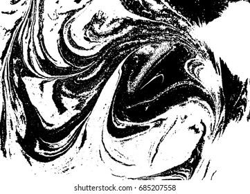 Black and white liquid texture. Watercolor hand drawn marbling illustration. Abstract vector background. Monochrome marble pattern.