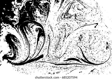 Black and white liquid texture. Watercolor hand drawn marbling illustration. Abstract vector background. Monochrome marble pattern.