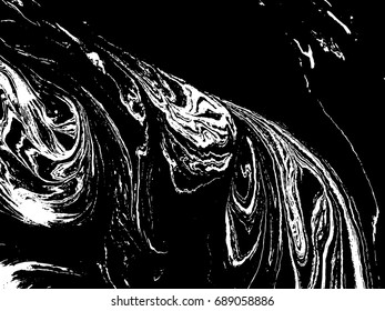 Black and white liquid texture. Watercolor hand drawn marbling illustration. Abstract vector background. Monochrome marble pattern.
