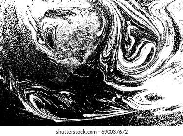 Black and white liquid texture. Watercolor hand drawn marbling illustration. Abstract vector background. Monochrome marble pattern.