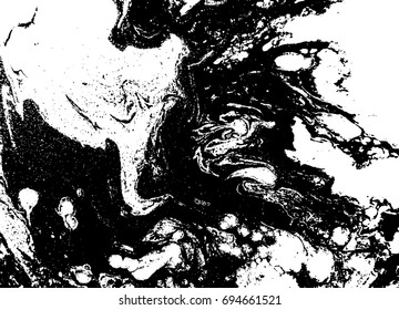 Black and white liquid texture. Watercolor hand drawn marbling illustration. Abstract vector background. Monochrome marble pattern.