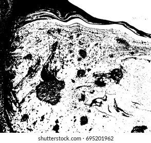 Black and white liquid texture. Watercolor hand drawn marbling illustration. Abstract vector background. Monochrome marble pattern