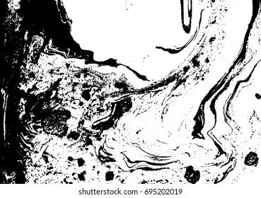 Black and white liquid texture. Watercolor hand drawn marbling illustration. Abstract vector background. Monochrome marble pattern