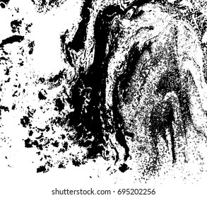 Black and white liquid texture. Watercolor hand drawn marbling illustration. Abstract vector background. Monochrome marble pattern