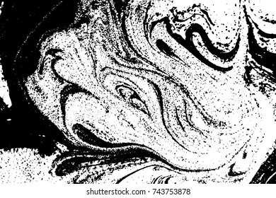 Black and white liquid texture. Watercolor hand drawn marbling illustration. Abstract vector background. Monochrome marble pattern.