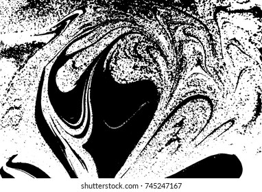 Black and white liquid texture. Watercolor hand drawn marbling illustration. Abstract vector background. Monochrome marble pattern.