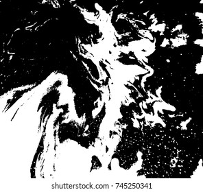 Black and white liquid texture. Watercolor hand drawn marbling illustration. Abstract vector background. Monochrome marble pattern